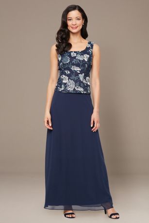 Floral Embroidered Tulle and Chiffon Jacket Dress | David's Bridal